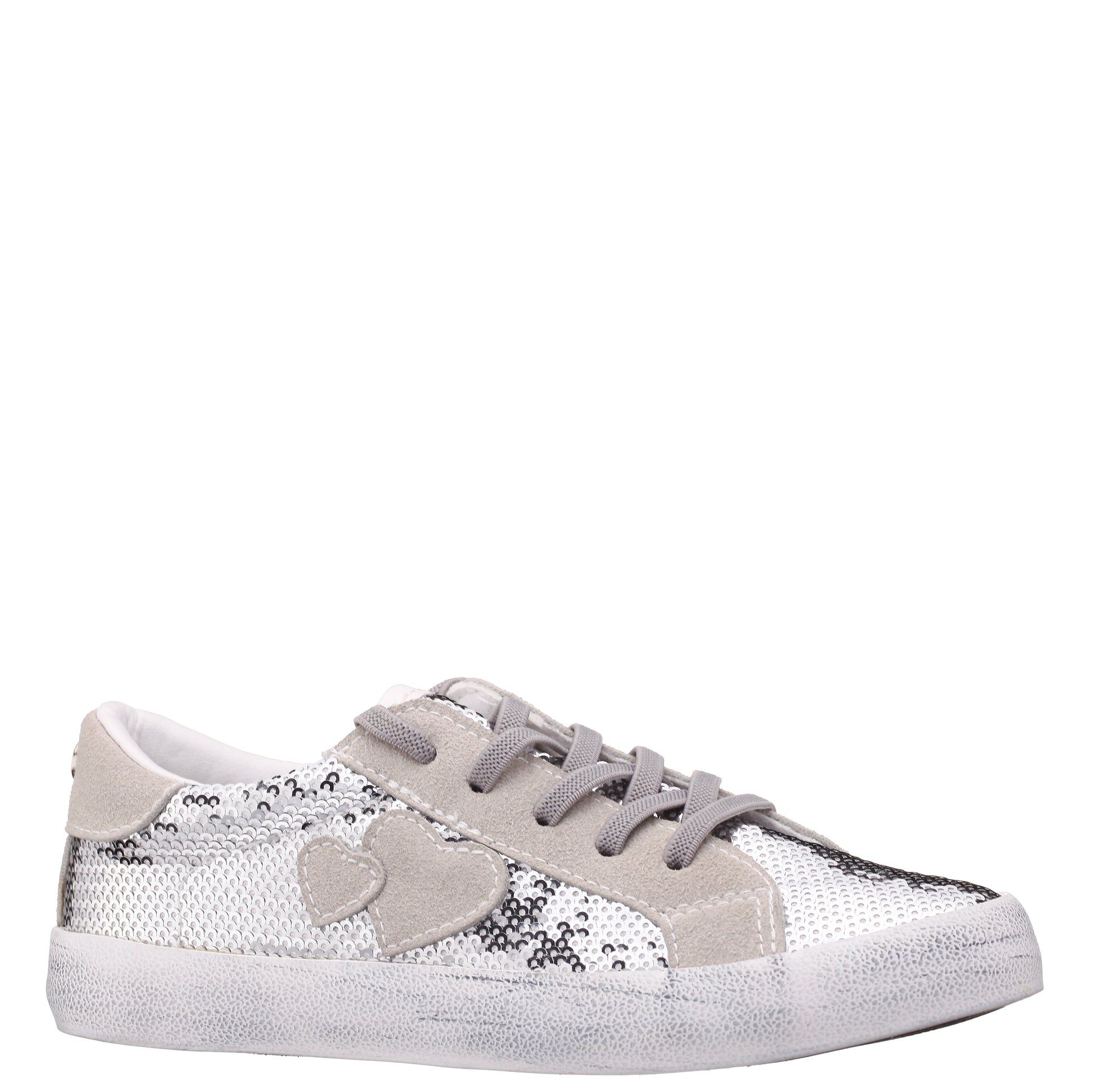 Nina Shoes Girls Madelina Silver Sequin Lace Up Sneakers