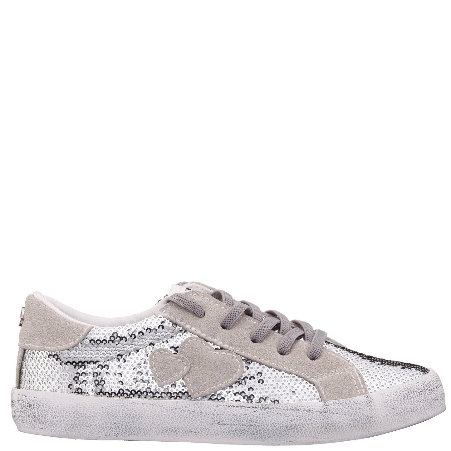 Nina Shoes Girls Madelina Silver Sequin Lace Up Sneakers