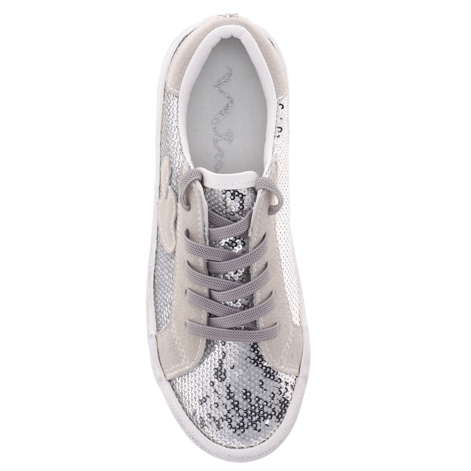Nina Shoes Girls Madelina Silver Sequin Lace Up Sneakers