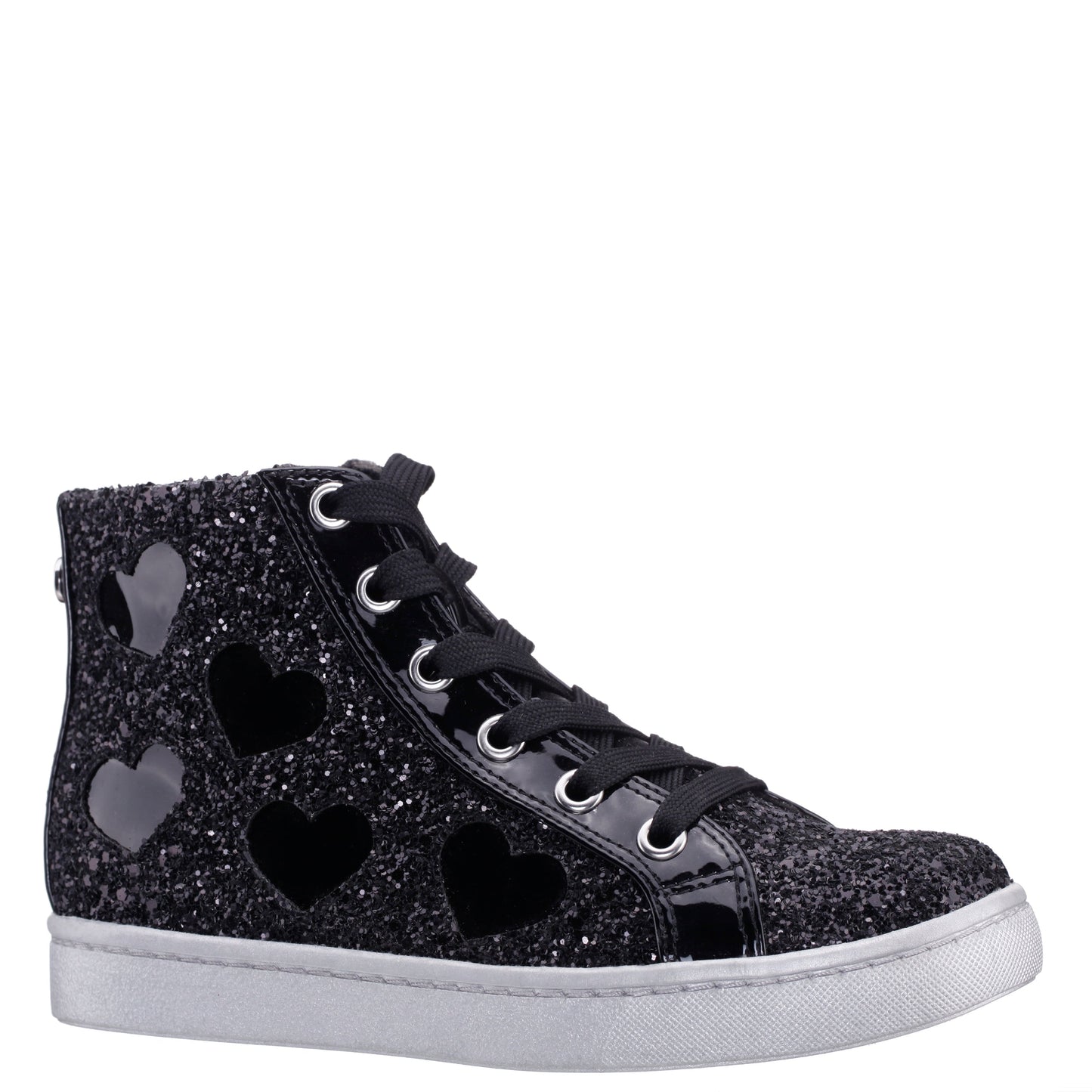 Nina Shoes Girls Cass Black Glitter High Top Sneakers