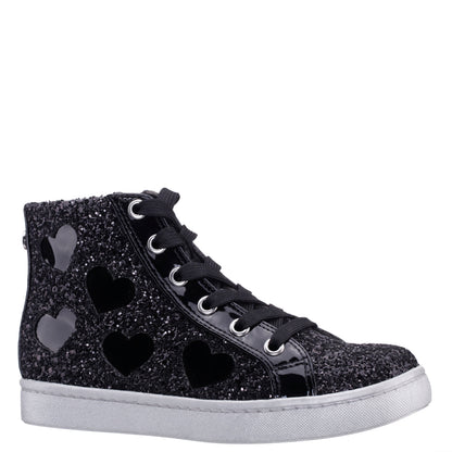 Nina Shoes Girls Cass Black Glitter High Top Sneakers