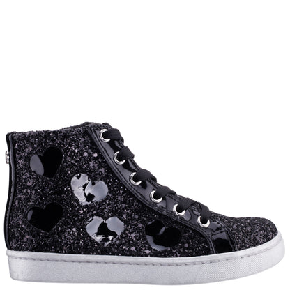 Nina Shoes Girls Cass Black Glitter High Top Sneakers