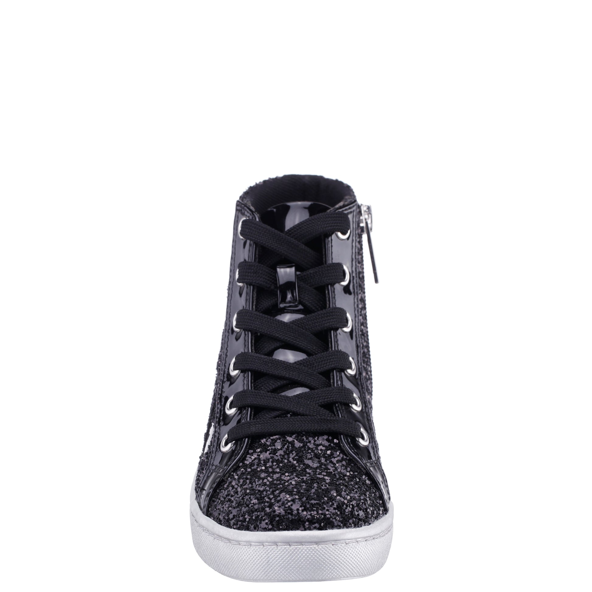 Nina Shoes Girls Cass Black Glitter High Top Sneakers