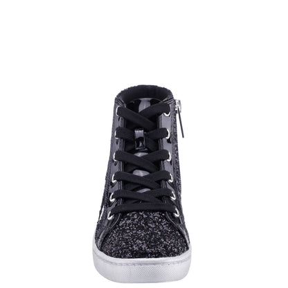 Nina Shoes Girls Cass Black Glitter High Top Sneakers