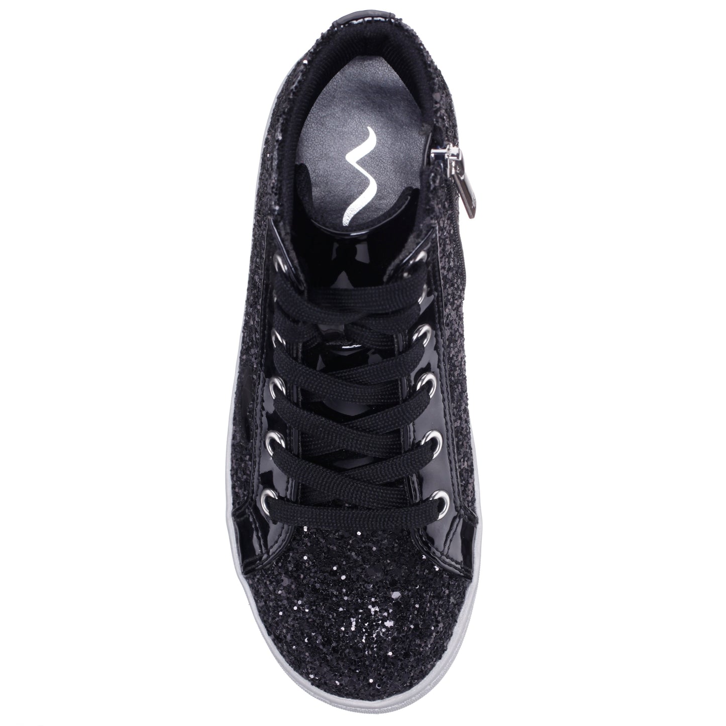 Nina Shoes Girls Cass Black Glitter High Top Sneakers