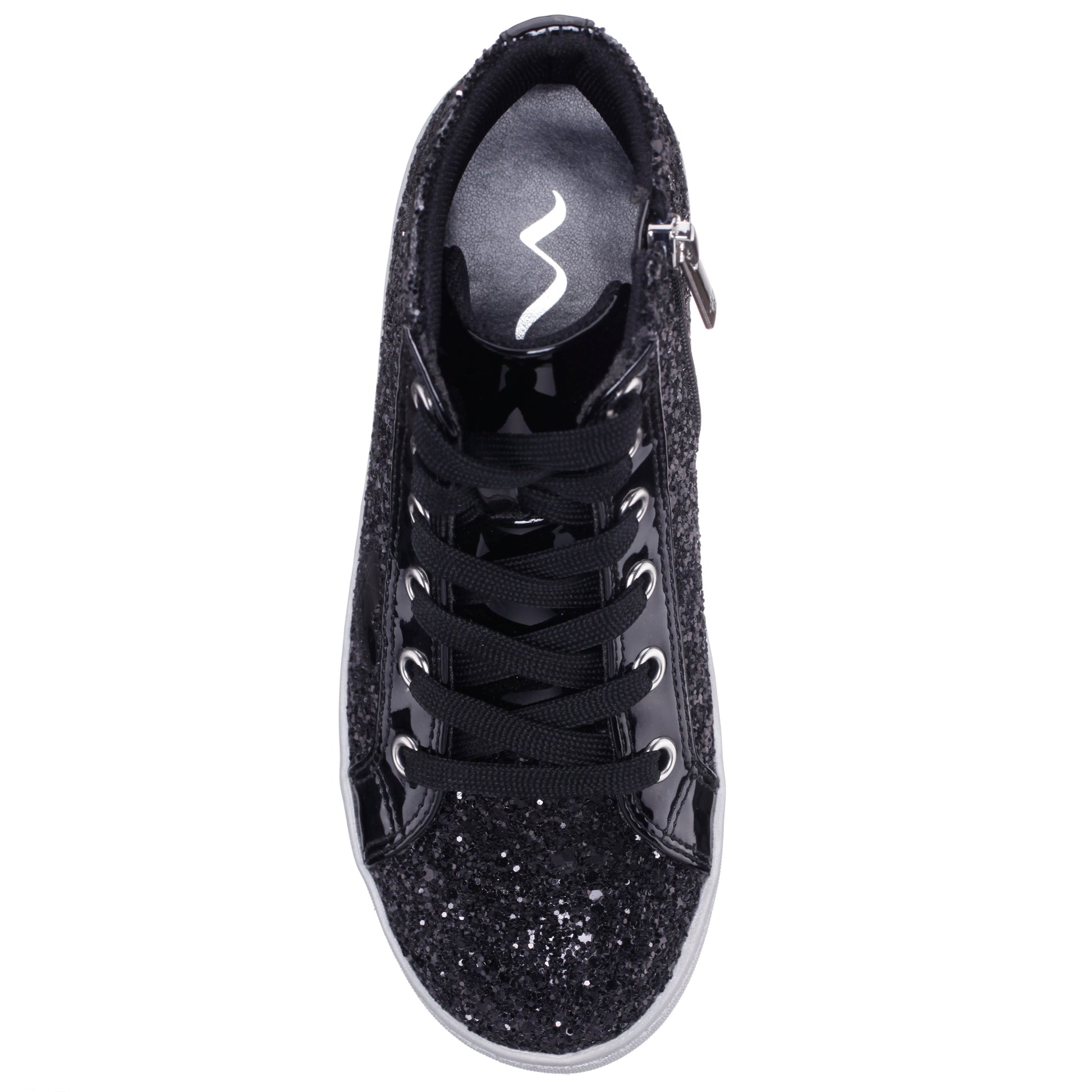 Nina Shoes Girls Cass Black Glitter High Top Sneakers