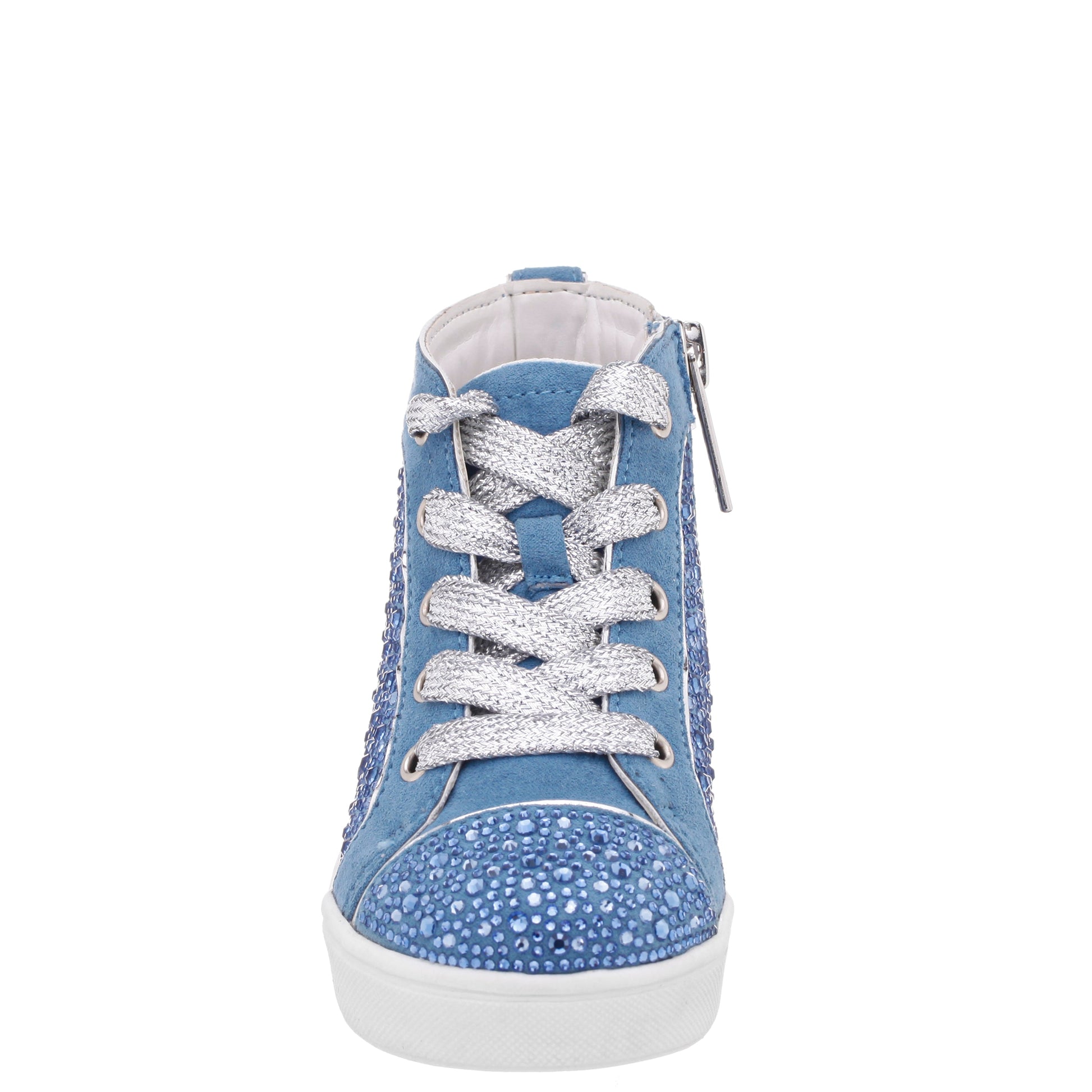 Nina Shoes Girls Cossette Blue Rhinestone High Top Sneakers
