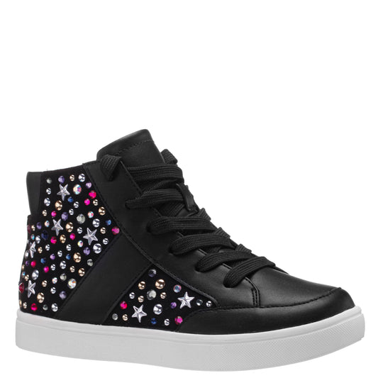 Nina Shoes Girls Kala Black Studded High Top Side Zip Sneakers