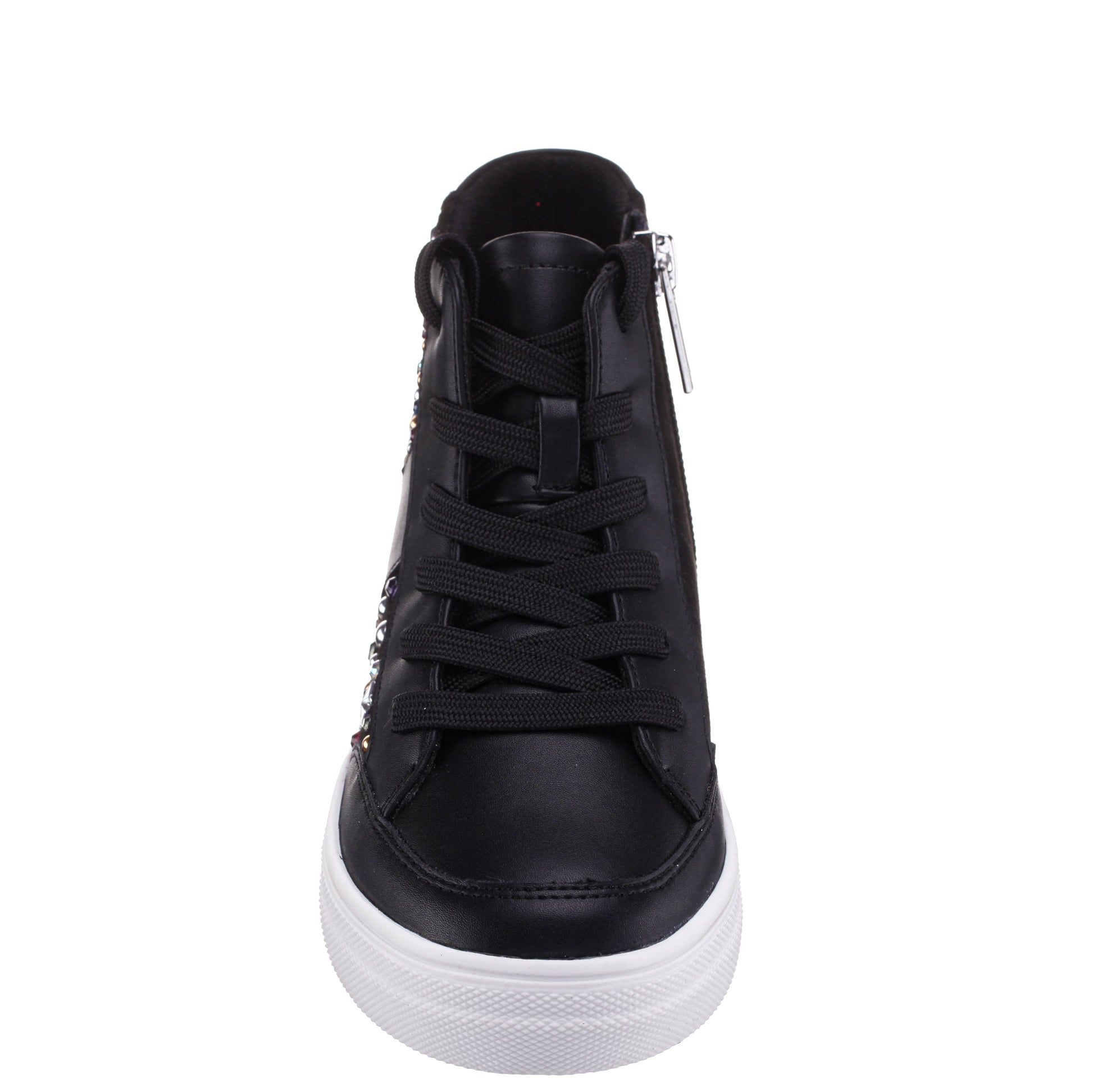 Nina Shoes Girls Kala Black Studded High Top Side Zip Sneakers