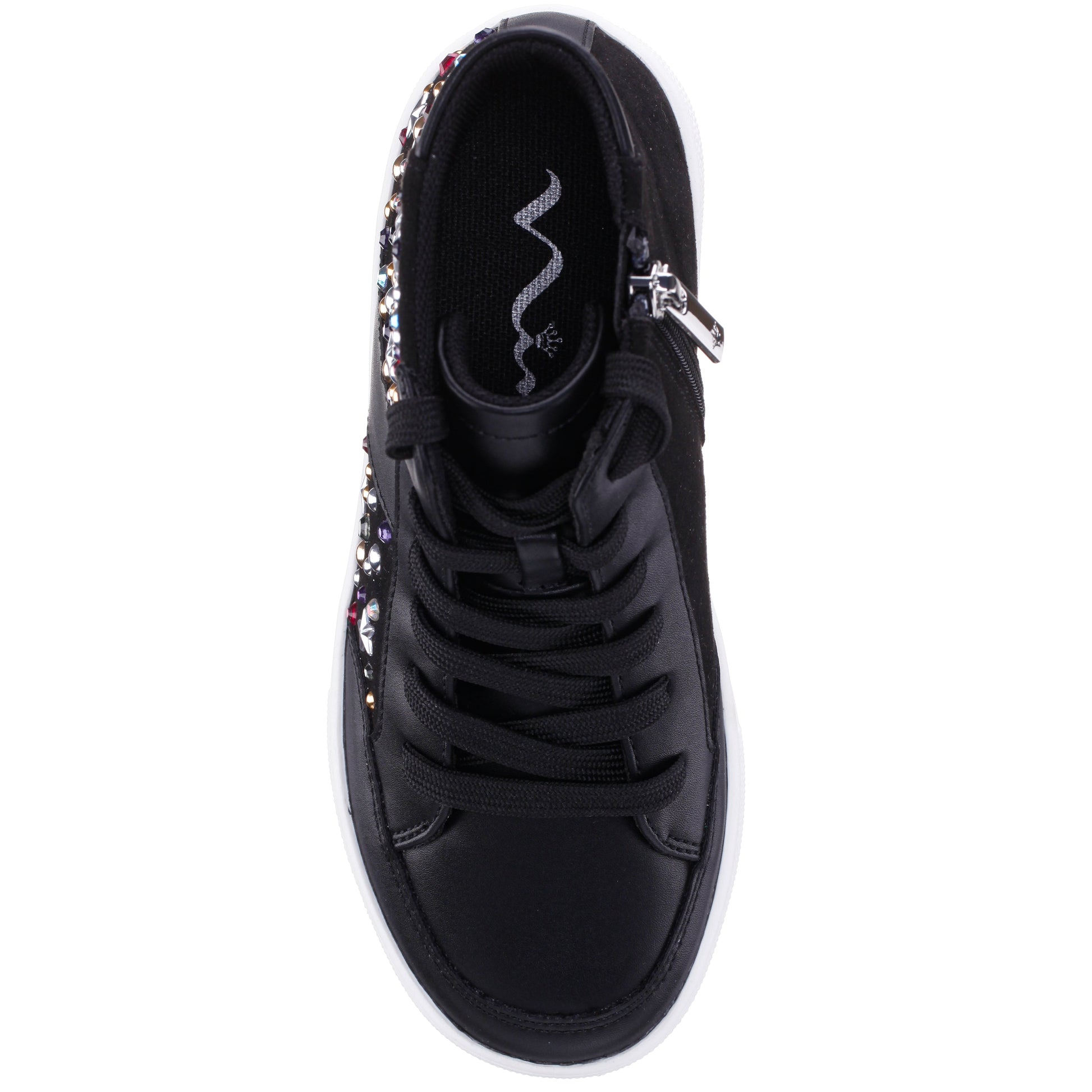 Nina Shoes Girls Kala Black Studded High Top Side Zip Sneakers