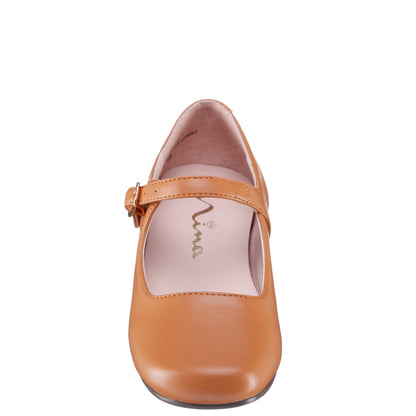 Nina Shoes Girls Bonnett Brown Mary Jane Dress Shoes