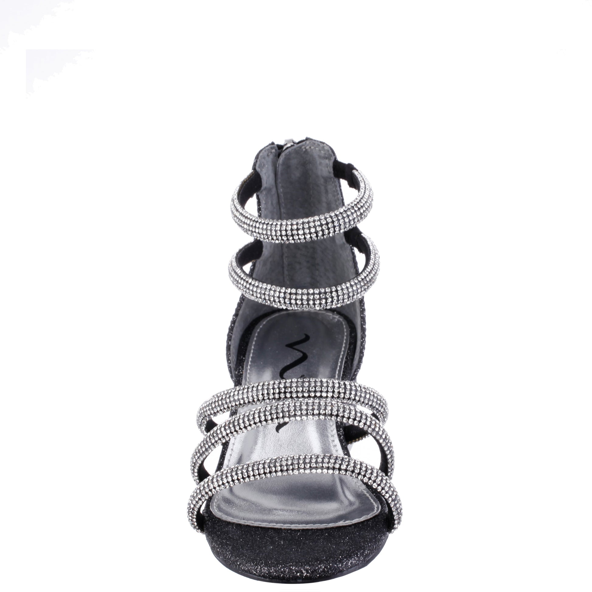 Nina Shoes Girls Sparklar Black Glitter Rhinestone Dress Sandals