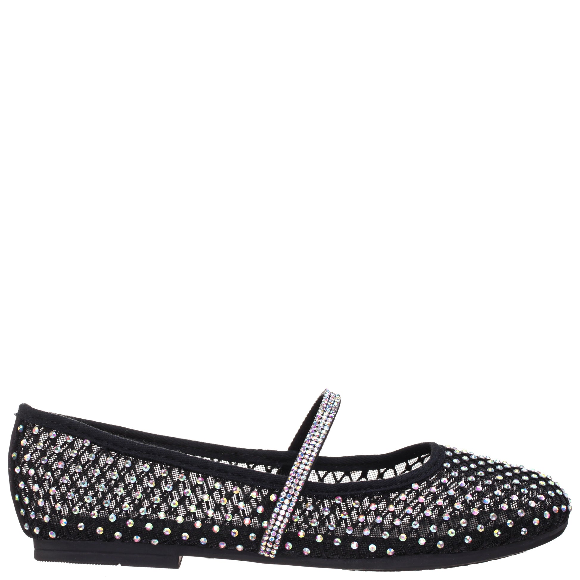 Nina Shoes Girls Jessa Black Rhinestone Mesh Ballet Flats
