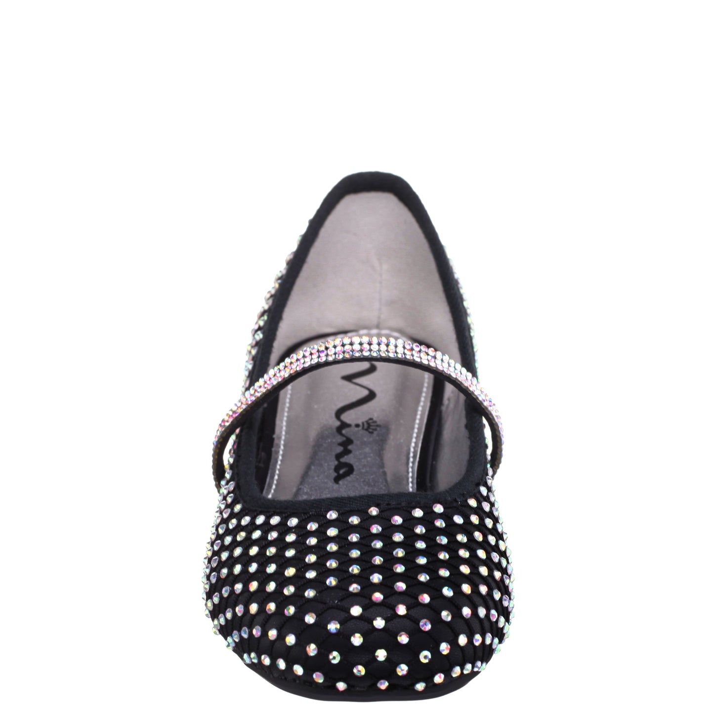 Nina Shoes Girls Jessa Black Rhinestone Mesh Ballet Flats