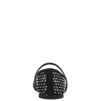 Nina Shoes Girls Jessa Black Rhinestone Mesh Ballet Flats