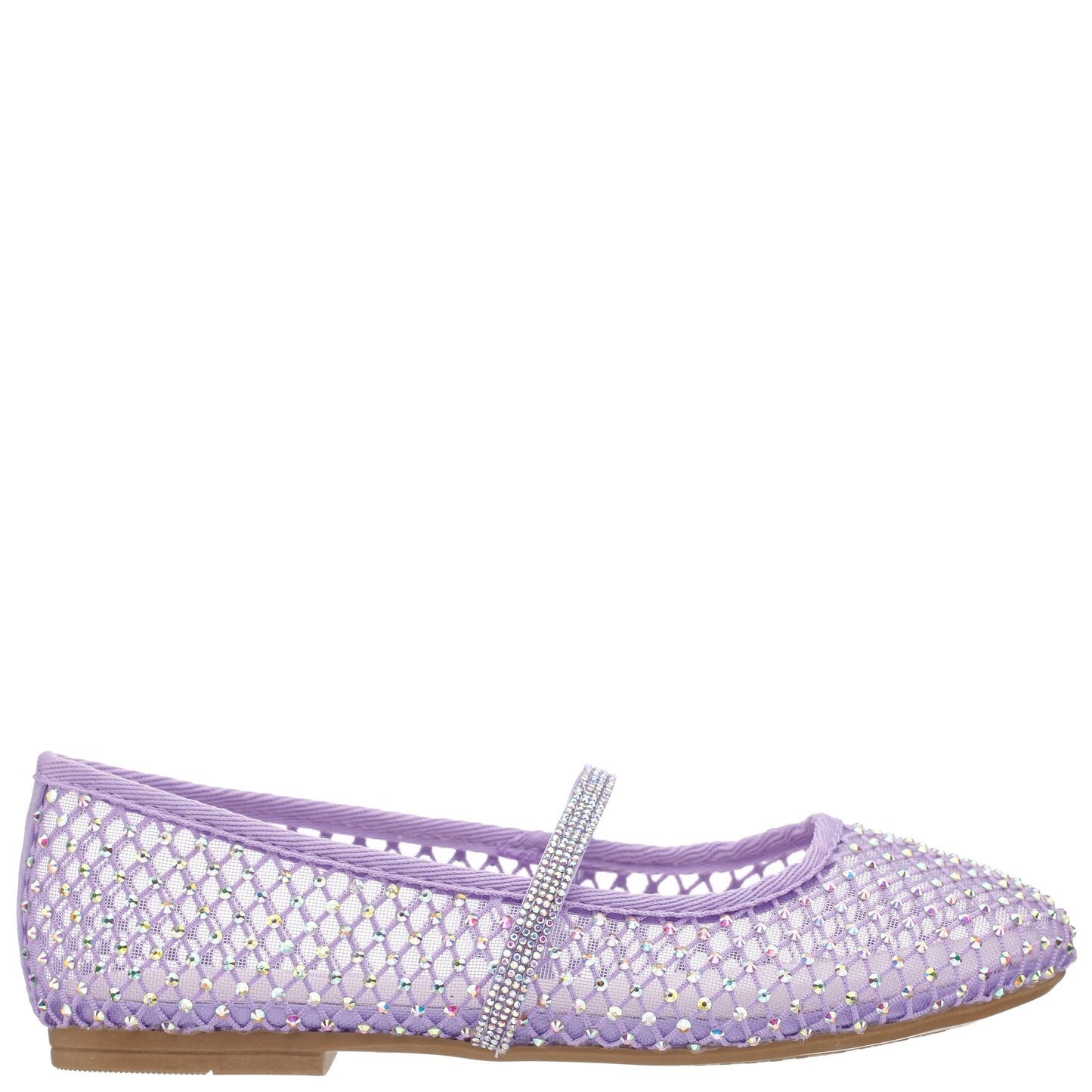 Nina Shoes Girls Jessa Purple Rhinestone Mesh Ballet Flats