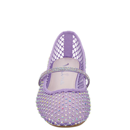 Nina Shoes Girls Jessa Purple Rhinestone Mesh Ballet Flats