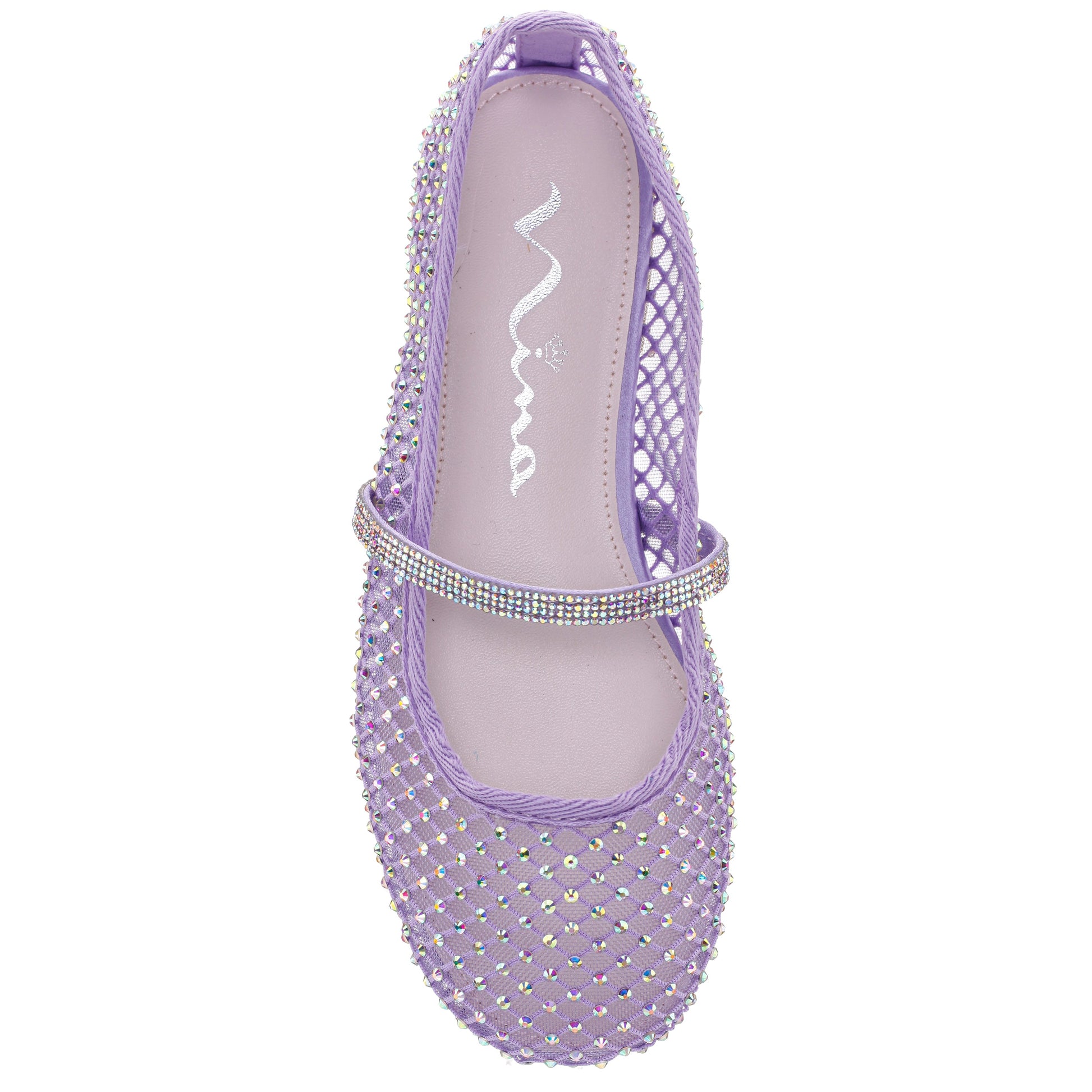 Nina Shoes Girls Jessa Purple Rhinestone Mesh Ballet Flats