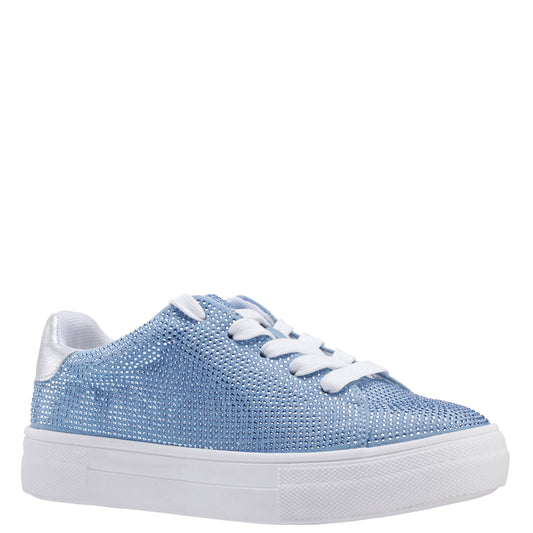 Nina Shoes Girls Gigee Blue Rhinestone Low Top Sneakers