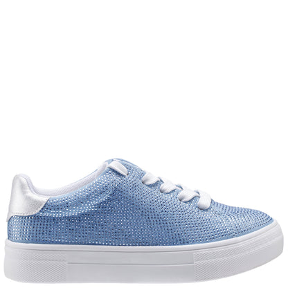 Nina Shoes Girls Gigee Blue Rhinestone Low Top Sneakers