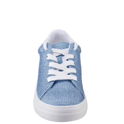 Nina Shoes Girls Gigee Blue Rhinestone Low Top Sneakers