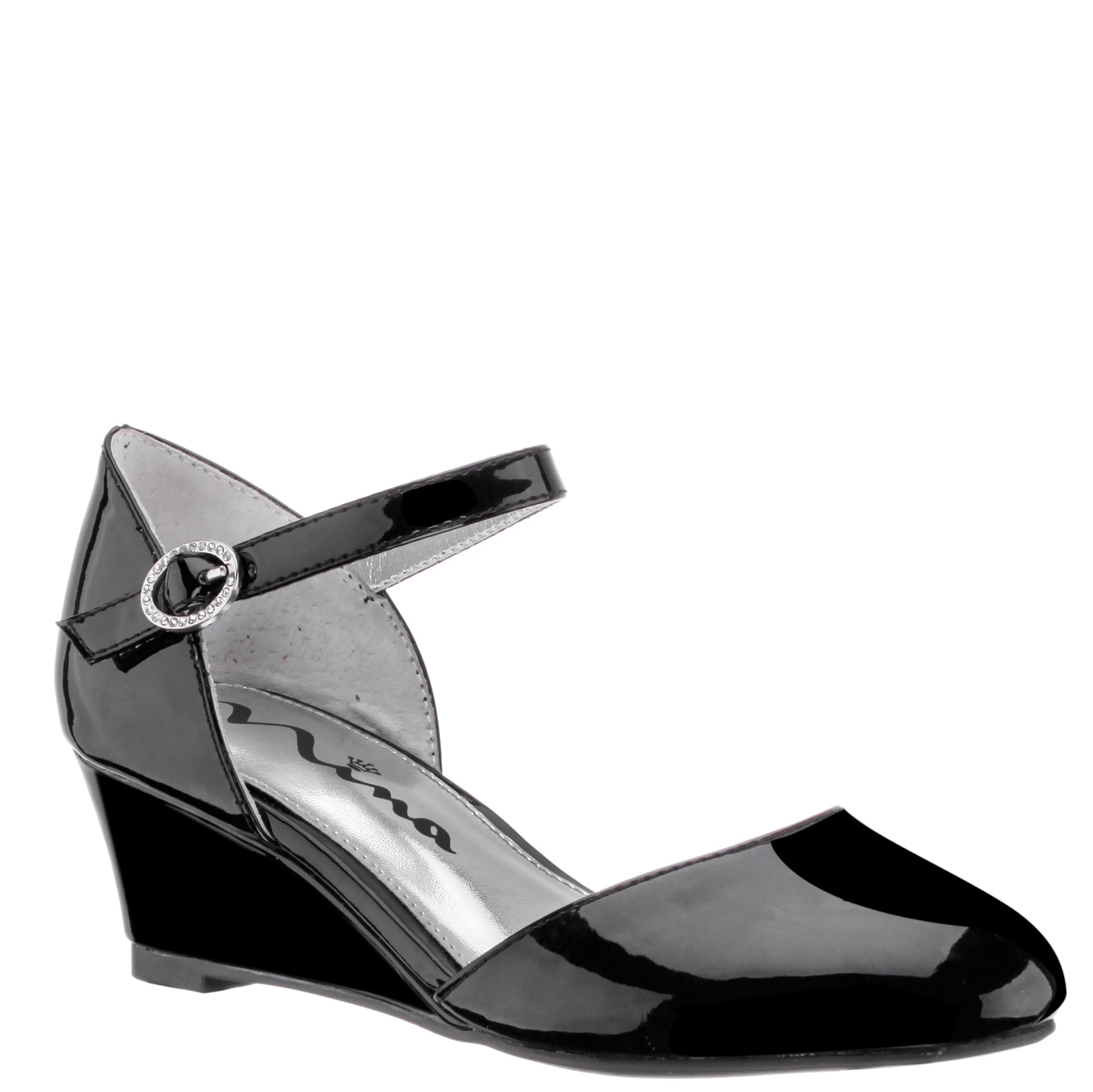 Nina Shoes Girls Lenora Black Wedge Dress Shoes