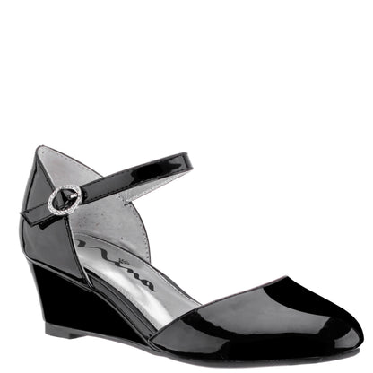 Nina Shoes Girls Lenora Black Wedge Dress Shoes