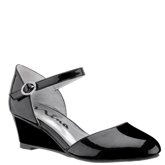 Nina Shoes Girls Lenora Black Wedge Dress Shoes