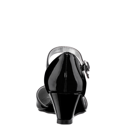 Nina Shoes Girls Lenora Black Wedge Dress Shoes