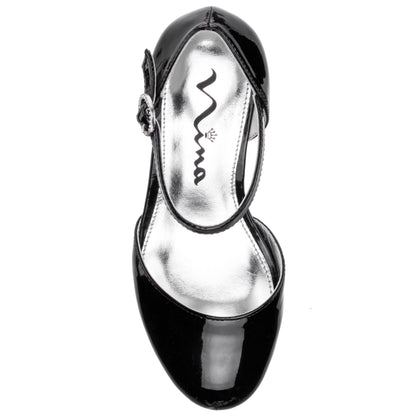 Nina Shoes Girls Lenora Black Wedge Dress Shoes