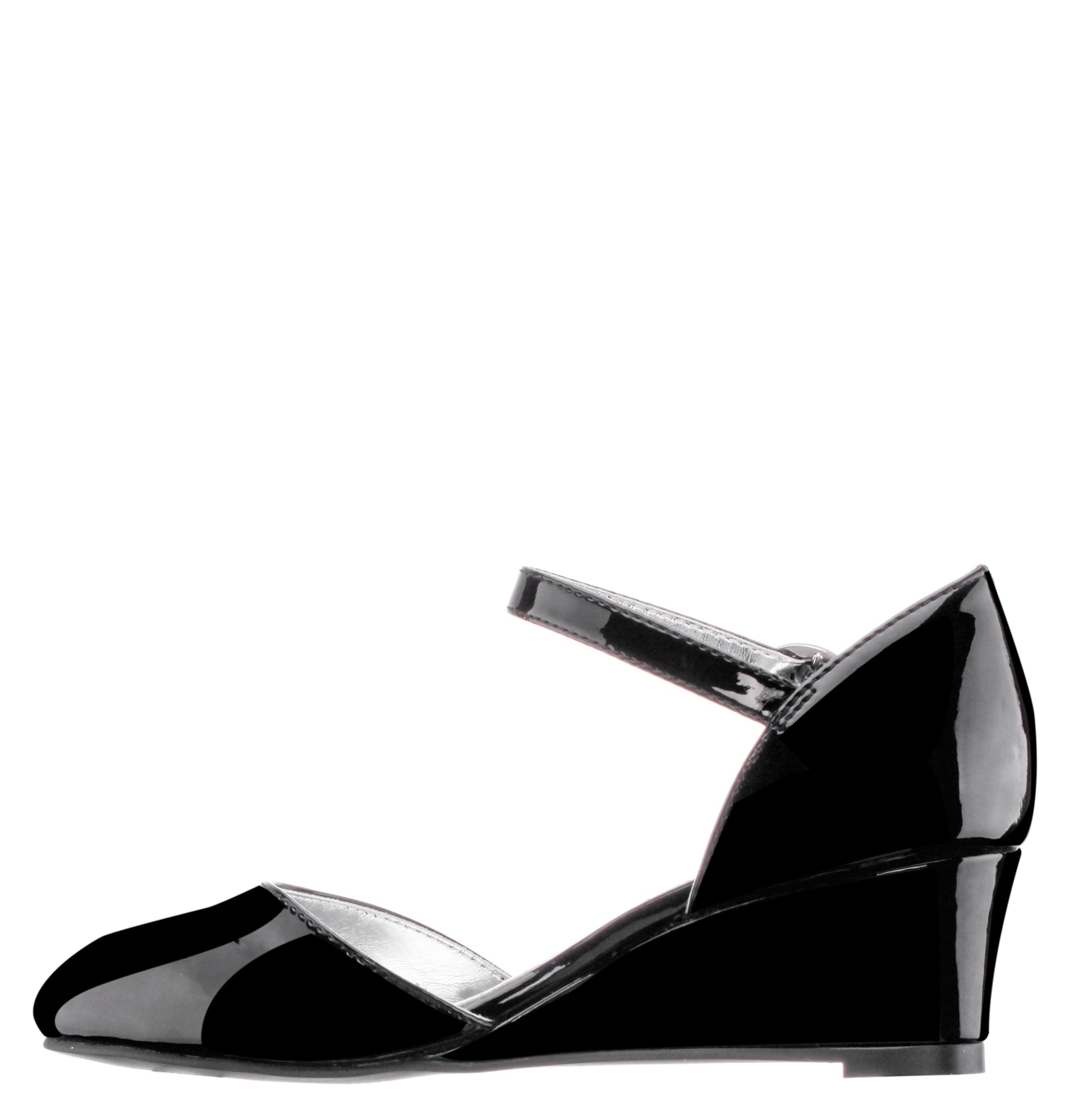 Nina Shoes Girls Lenora Black Wedge Dress Shoes