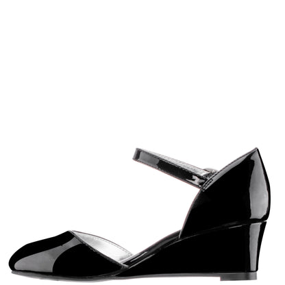 Nina Shoes Girls Lenora Black Wedge Dress Shoes
