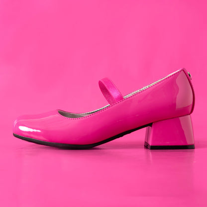 Nina Shoes Girls Tevi Pink Patent Elastic Strap Dress Shoes