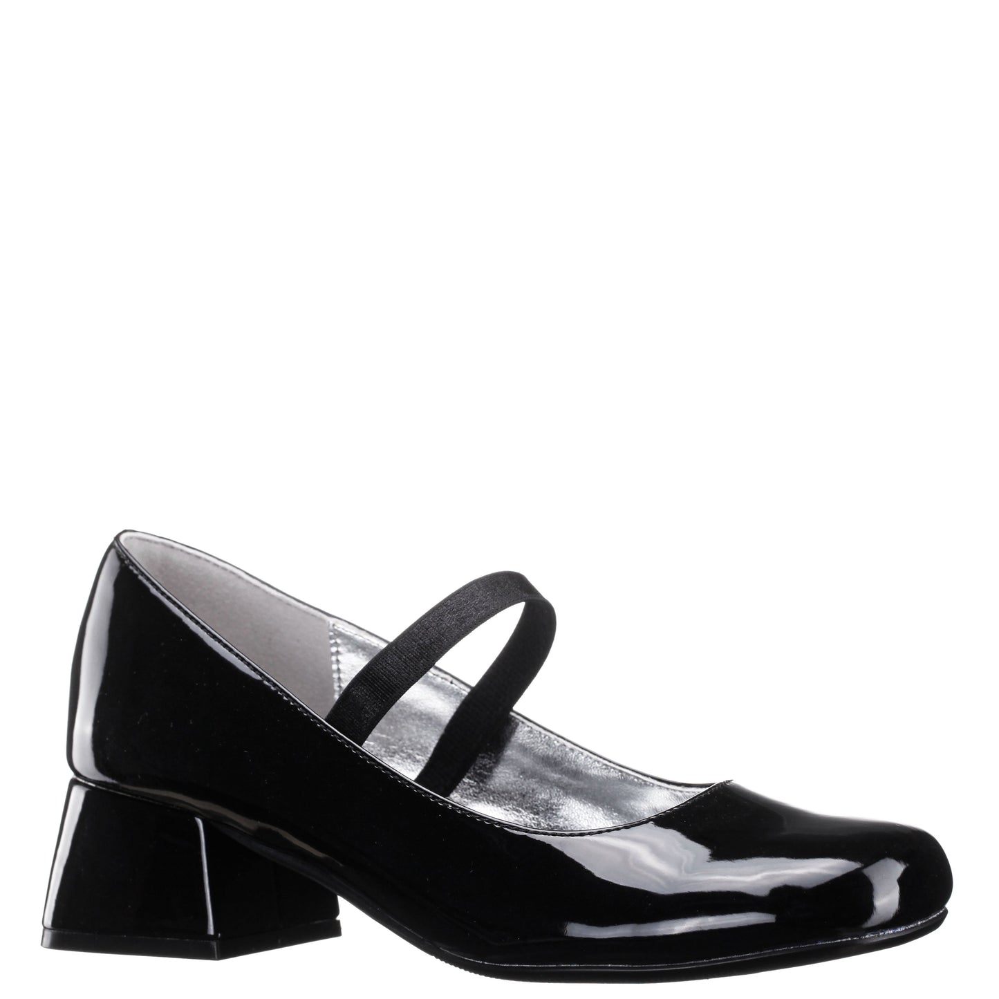 Nina Shoes Girls Tevi Black Patent Elastic Strap Dress Shoes