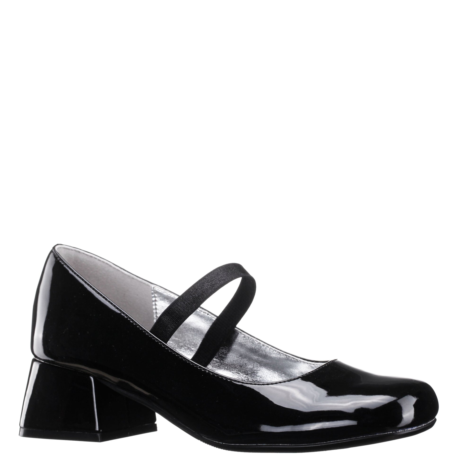 Nina Shoes Girls Tevi Black Patent Elastic Strap Dress Shoes