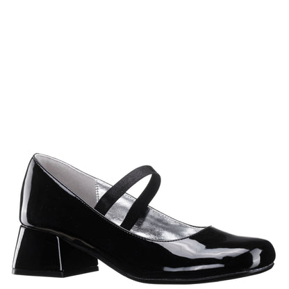 Nina Shoes Girls Tevi Black Patent Elastic Strap Dress Shoes