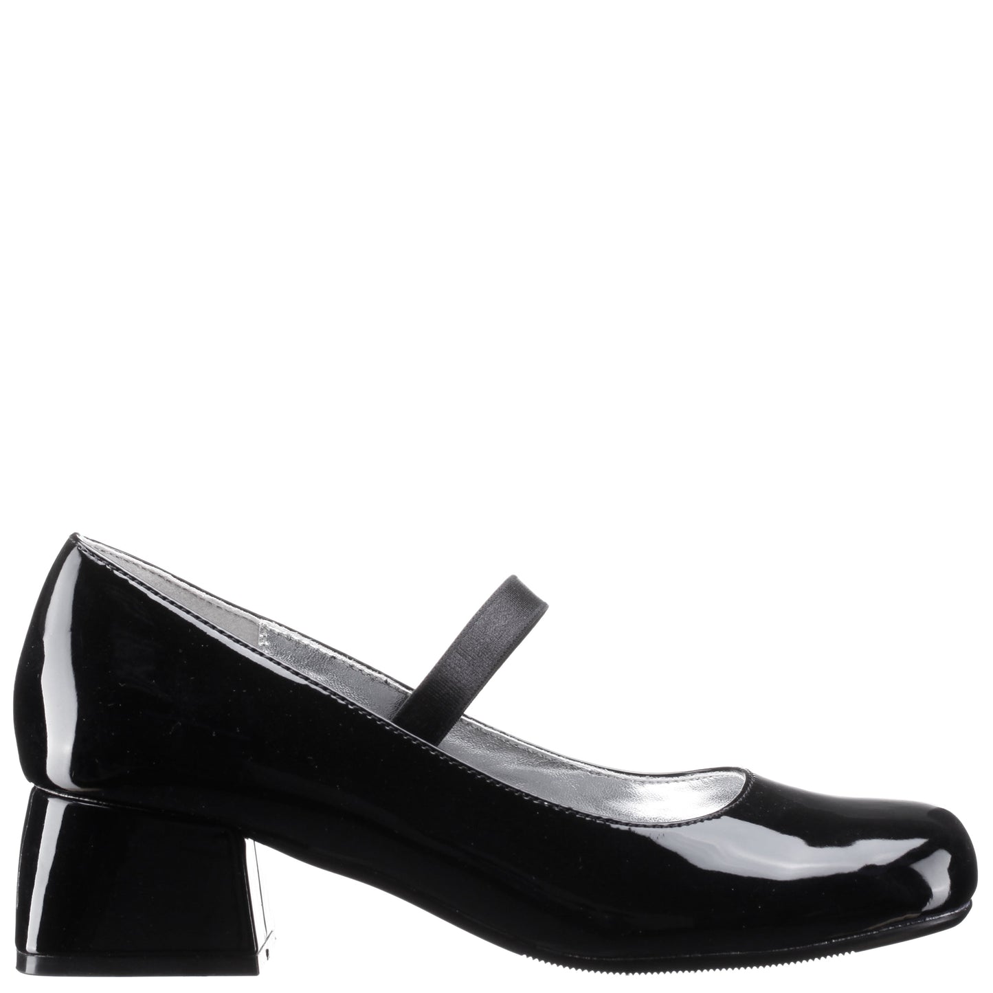 Nina Shoes Girls Tevi Black Patent Elastic Strap Dress Shoes
