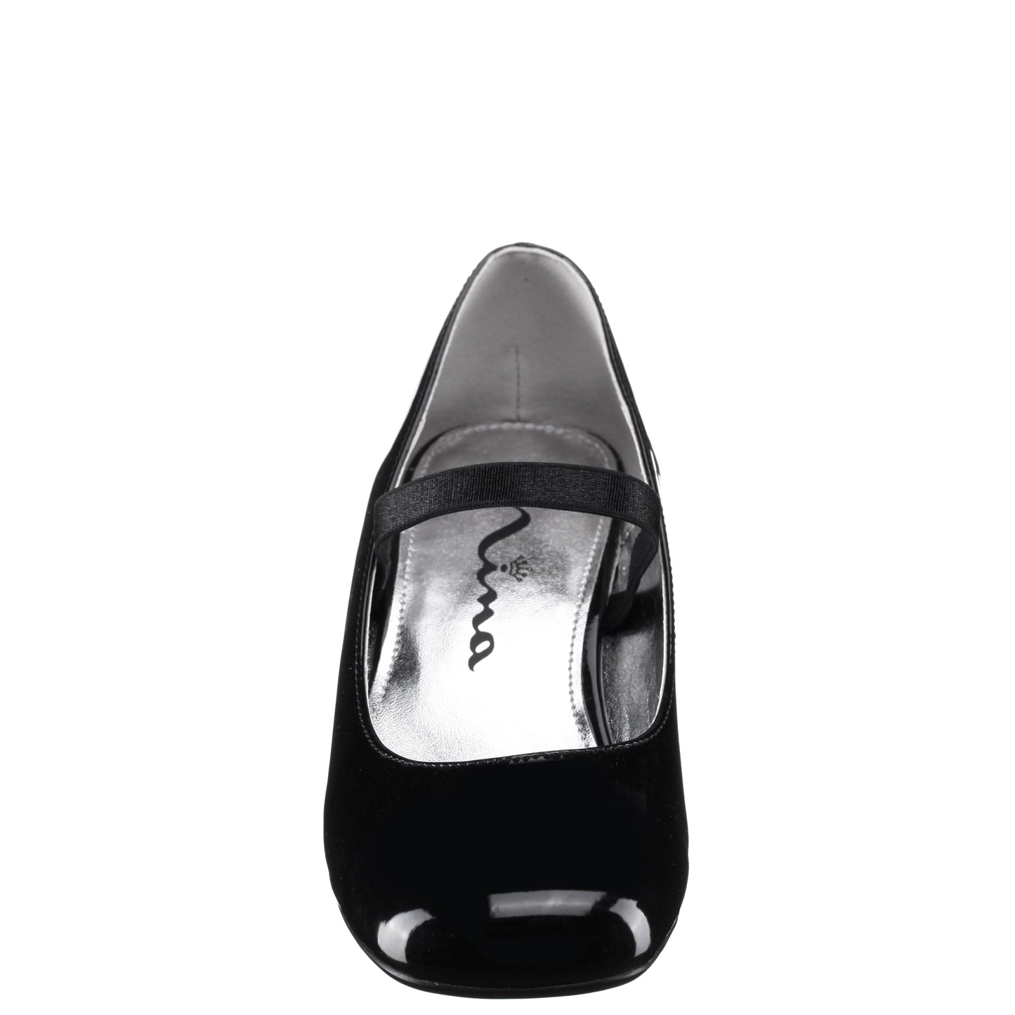 Nina Shoes Girls Tevi Black Patent Elastic Strap Dress Shoes