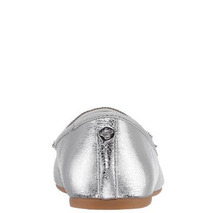 Nina Shoes Girls Kendalla Silver Crackle Metallic Ballet Flats