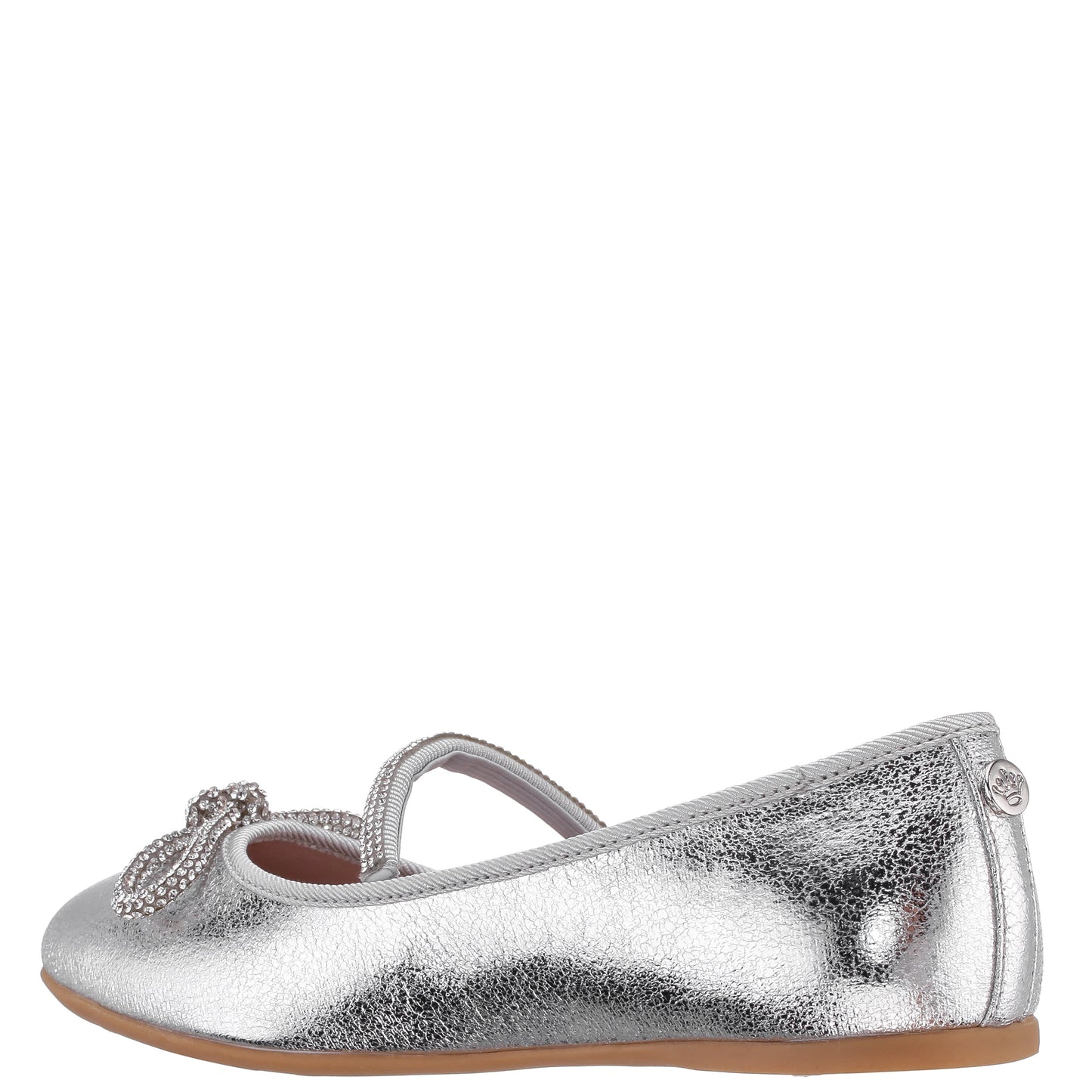 Nina Shoes Girls Kendalla Silver Crackle Metallic Ballet Flats