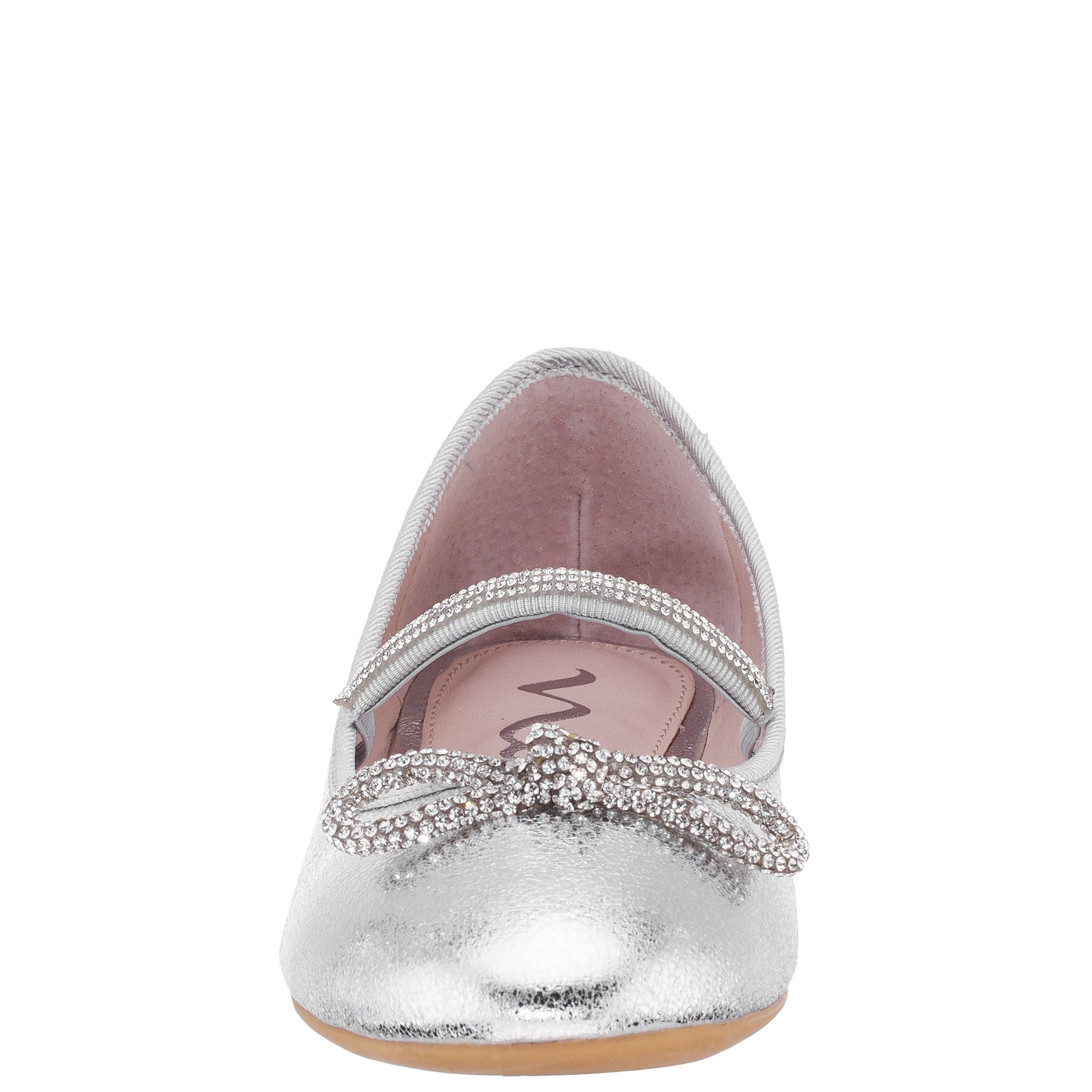 Nina Shoes Girls Kendalla Silver Crackle Metallic Ballet Flats