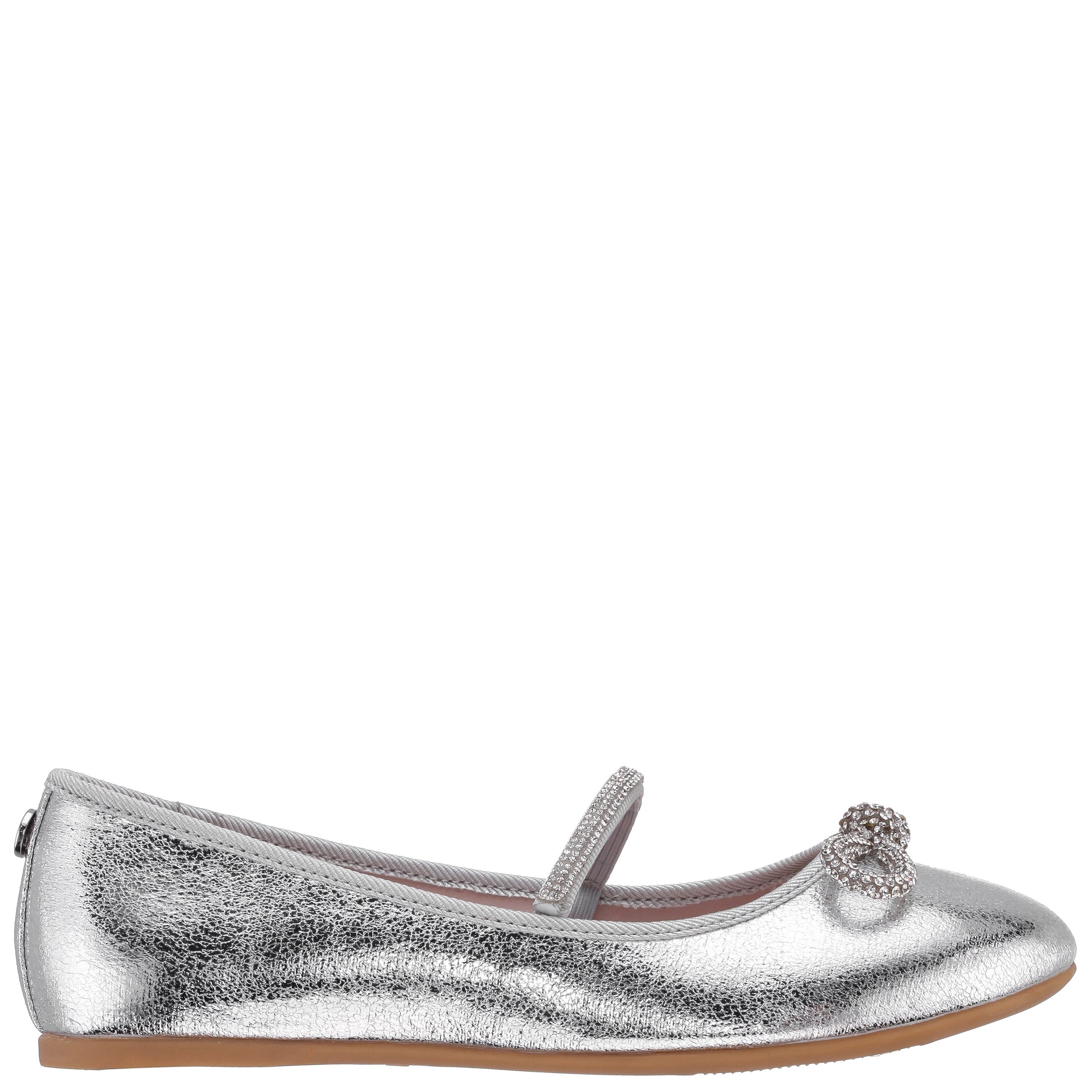 Nina Shoes Girls Kendalla Silver Crackle Metallic Ballet Flats