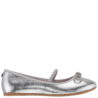 Nina Shoes Girls Kendalla Silver Crackle Metallic Ballet Flats