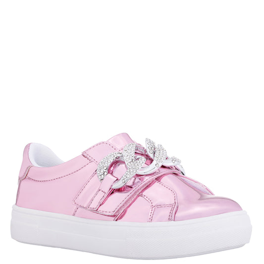 Nina Shoes Girls Emaleigh Pink Metallic Low Top Slip-on Sneakers