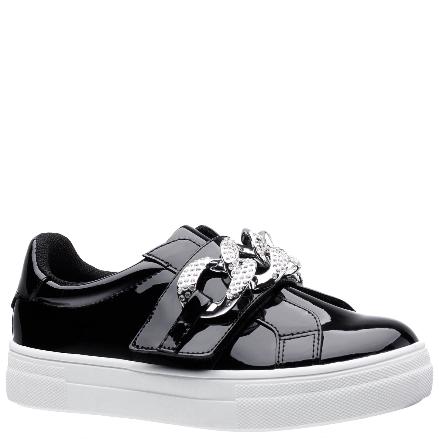 Nina Shoes Girls Emaleigh Black Patent Low Top Slip-on Sneakers