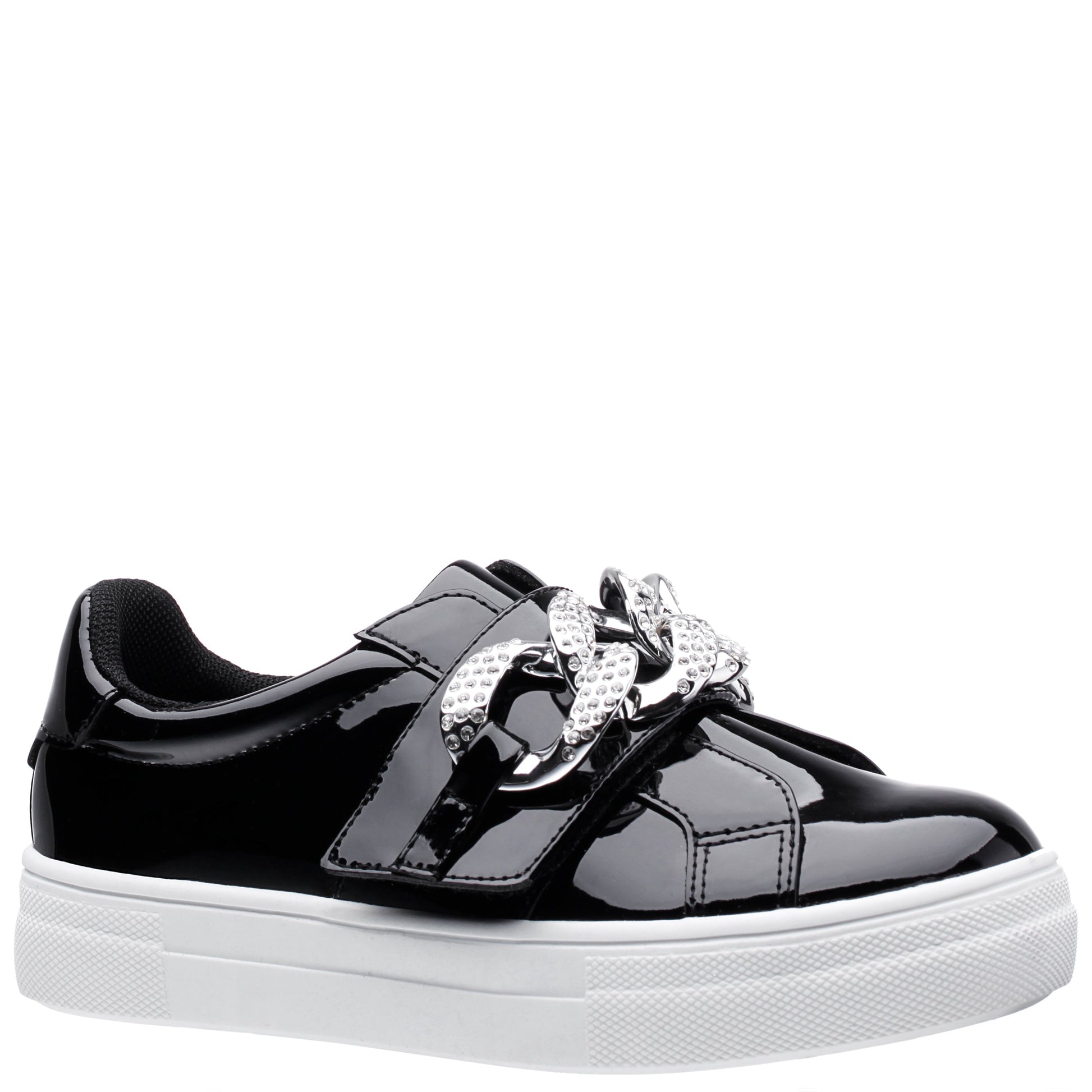 Nina Shoes Girls Emaleigh Black Patent Low Top Slip-on Sneakers