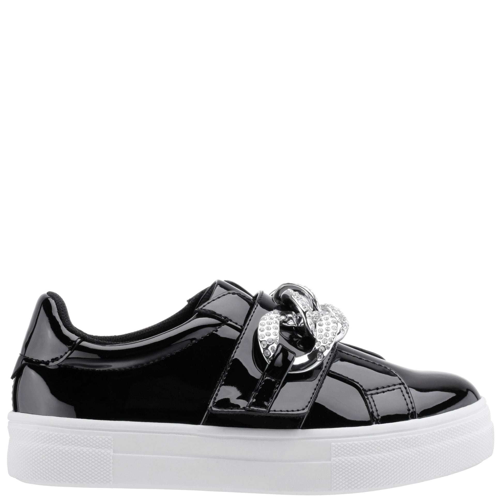 Nina Shoes Girls Emaleigh Black Patent Low Top Slip-on Sneakers