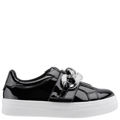 Nina Shoes Girls Emaleigh Black Patent Low Top Slip-on Sneakers