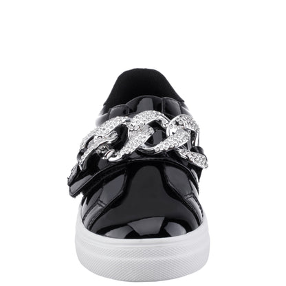 Nina Shoes Girls Emaleigh Black Patent Low Top Slip-on Sneakers
