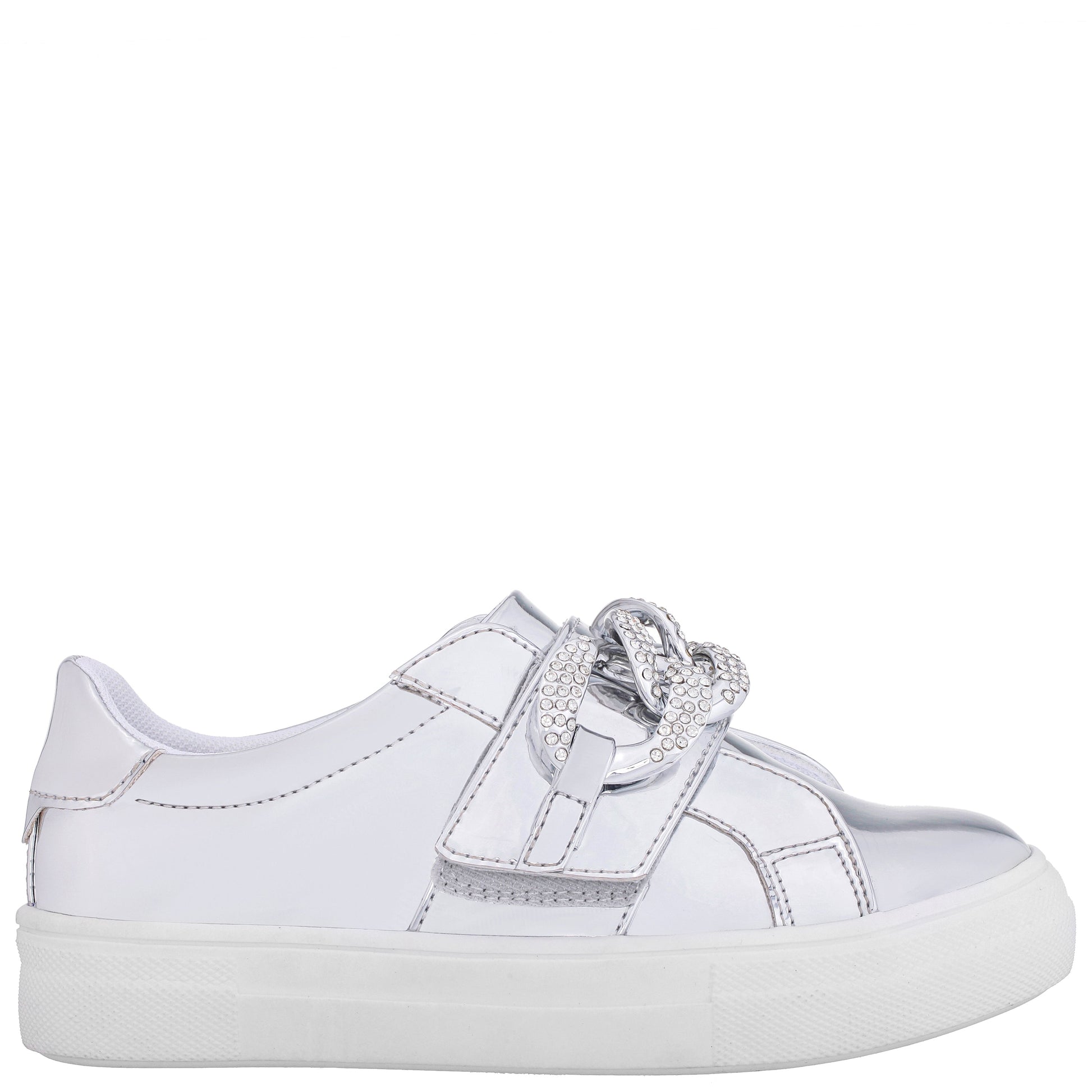 Nina Shoes Girls Emaleigh Silver Metallic Low Top Slip-on Sneakers